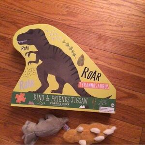FLOSS & ROCK DINO & FRIENDS JIGSAW PUZZLE PLUS 2 PLUSH MINI DINOSAURS